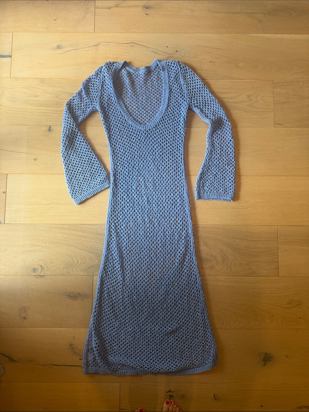 Monday Swimwear Light Blue Crochet Maxi Dress
